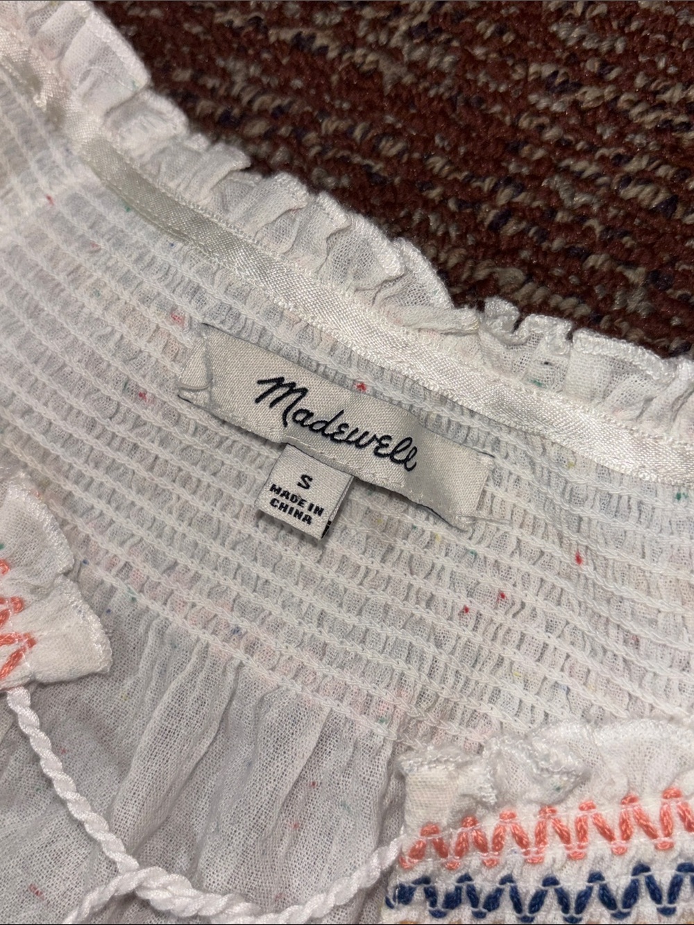 Madewell confetti mini‎ dress flowy shift style smocked collar colorful dress S - Picture 10 of 14